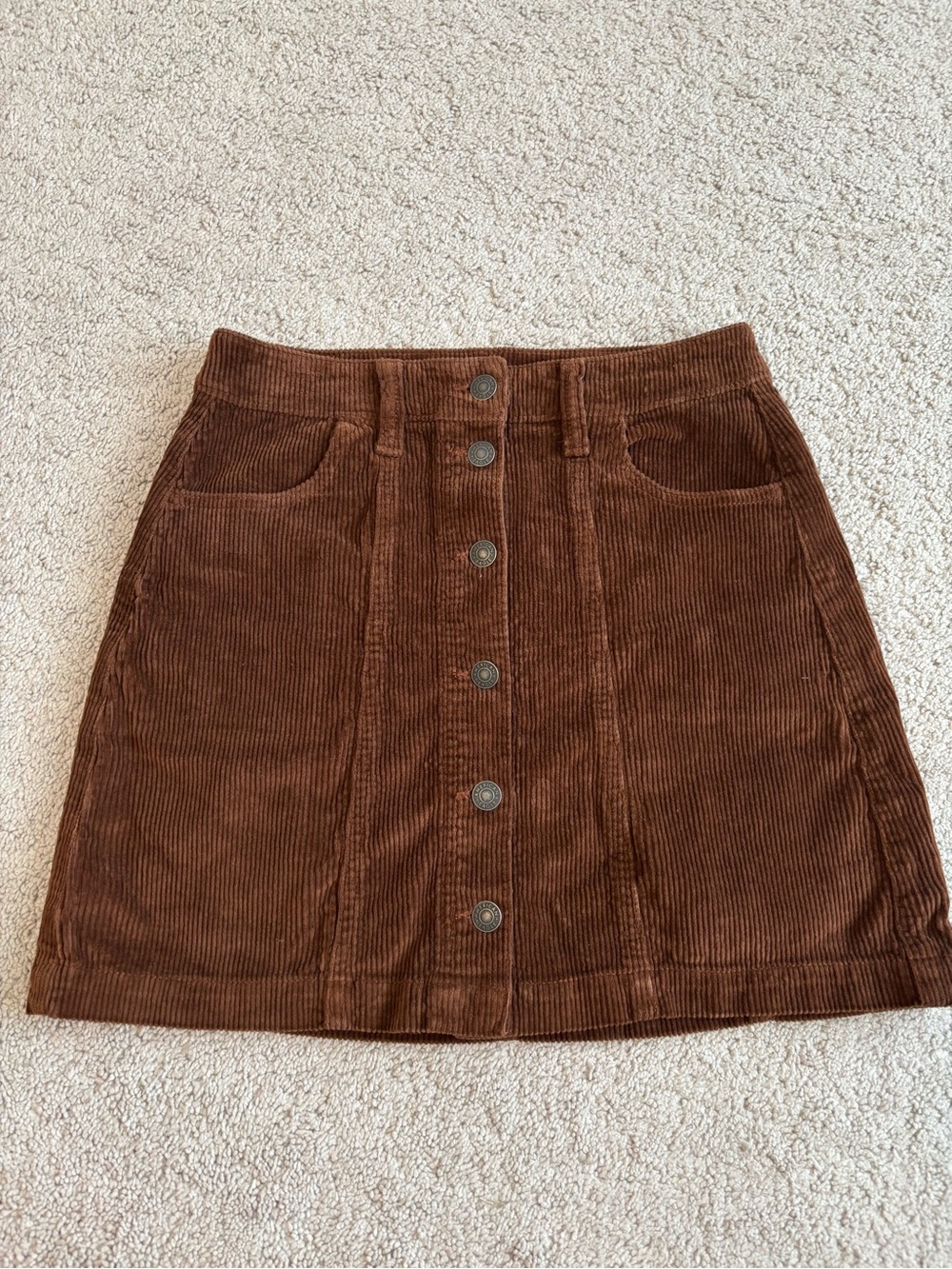 American Eagle Outfitters Brown Cord Button-Front Corduroy Mini Skirt, Size 2